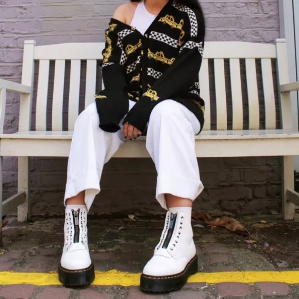 Dr. Martens Sinclair White Leather Platform Boots